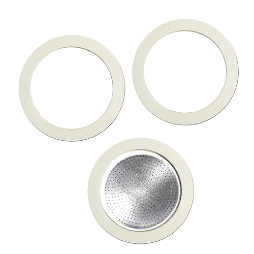 Bialetti filter and gaskets for 6 cups coffee makers made of aluminum