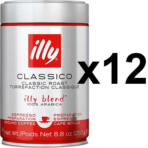 illy Espresso tincan ground coffee 250g x12