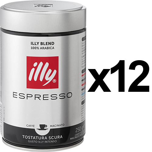 illy Espresso dark roast ground coffee 250g x12 DeliCo Coffee Online