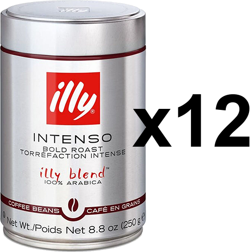 illy Espresso dark roast tincan coffee beans 250g x12