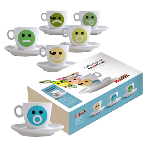 Molinari Emoticons cappuccino cups (inc saucer) 6pcs